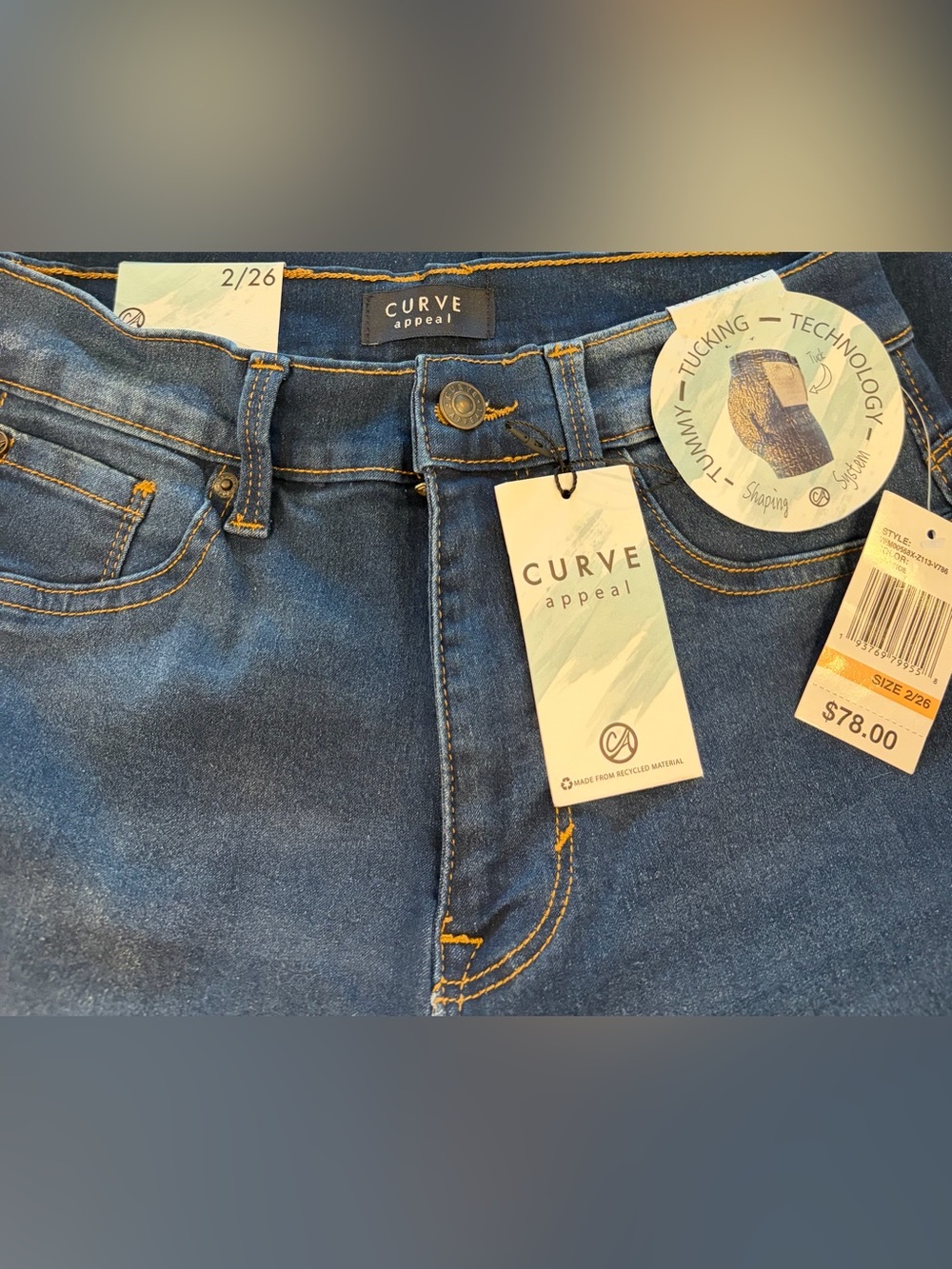 NWT CURVE APPEAL Blue High-Rise Jeggings Women Size 2/26 Extremely Comfortable - Picture 3 of 4